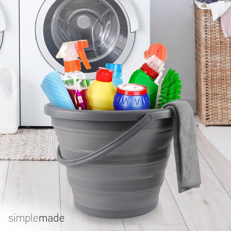 Simplemade Collapsible Bucket Cleaning Set - Includes 2 Foldable Buckets, Spray Bottle, Rag, Scrubbing Brush and Sponge - Holds Up to 10 liters, Easy Storage, All-Purpose Cleaning Solution - Image 2